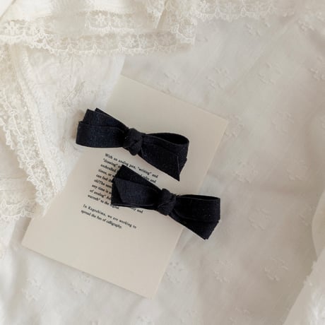 Suede ribbon pin 2 pc set / S size