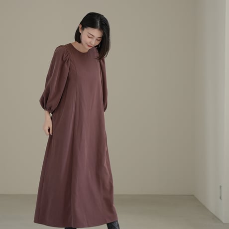 ladies Puff sleeve dress / chocolate