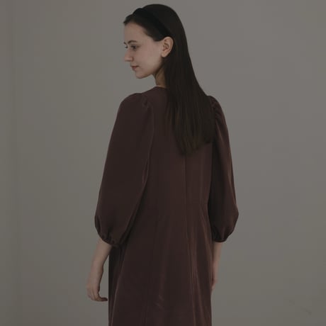 ladies Puff sleeve dress / chocolate