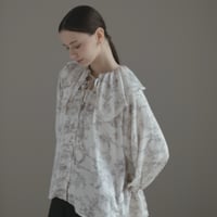 ladies Flare blouse / toile de jouy - ivory