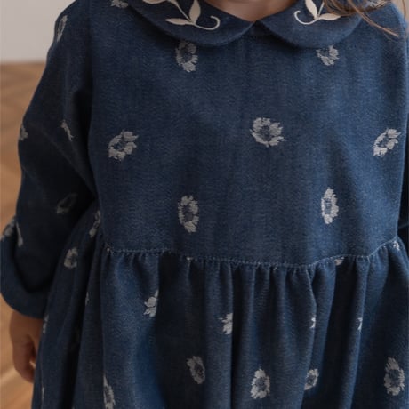 Charlie rompers / blue denim flower