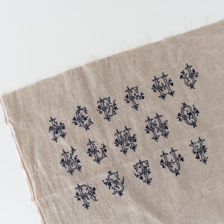 Antique embroidery item / blue grey