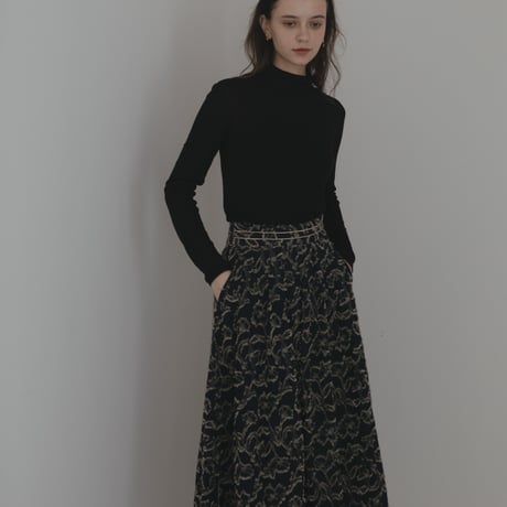 ladies Maison Flare skirt / navy jacquard
