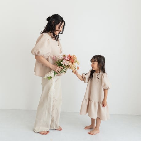 kids Back ribbon dress / baby pink