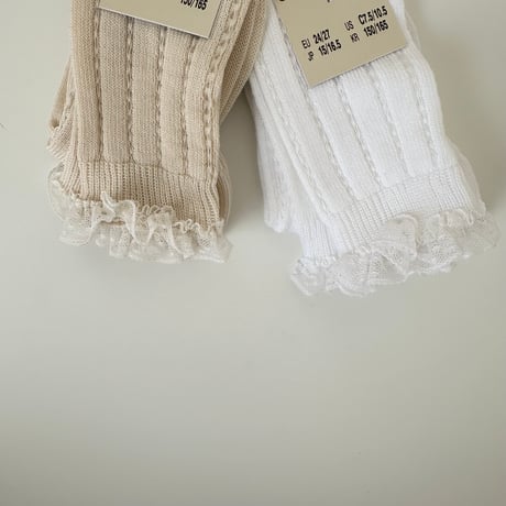 Collegien / Marie Léonie - Lightweight Openwork Knee-high Socks with Swiss-dot Frill