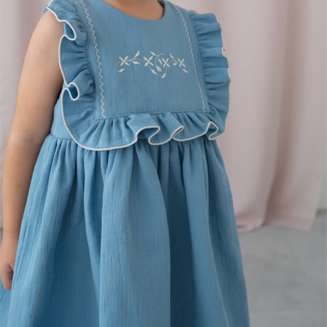 Square frill dress / dragée blue