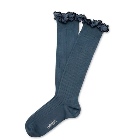 Collegien / Constance - Ribbed Knee-high socks with Rick-Rack Ruffle
