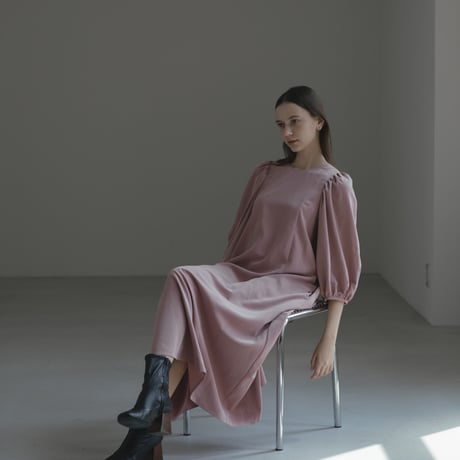 ladies Puff sleeve dress / baked pink