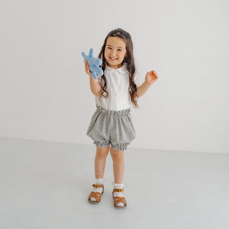 Pumpkin pants (frill) / Quiet gray check