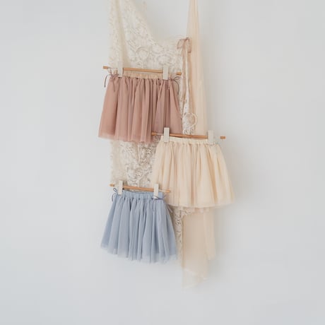 Tulle ribbon skirt / pail blue