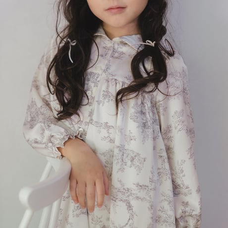 Winter sailor dress / toile de jouy - ivory