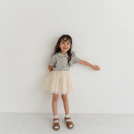 Tulle ribbon skirt / milk
