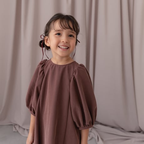 kids Puff sleeve dress / chocolate