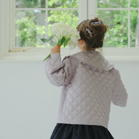 Quilting frill short coat / lilac