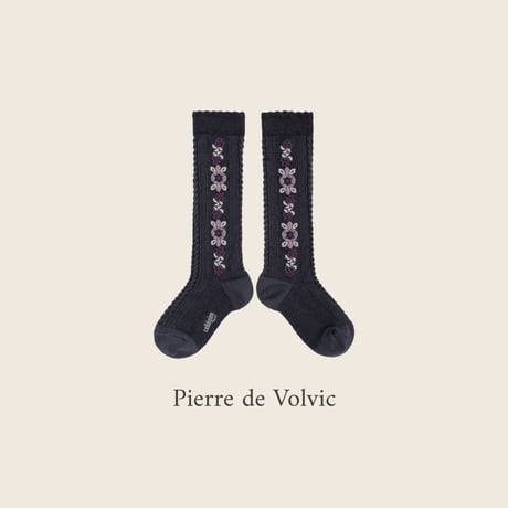 Collegien / Dalia - Jacquard Flower Knee-high Socks
