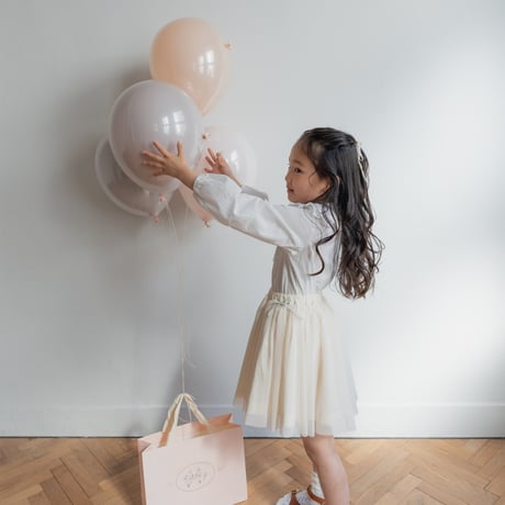 Tulle ribbon skirt / milk