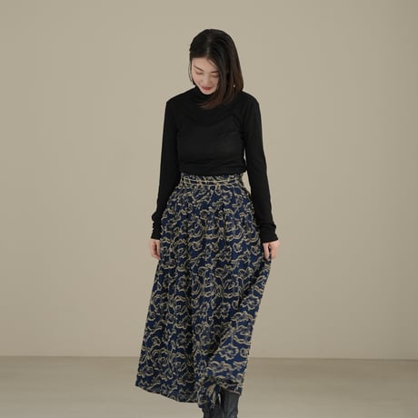 ladies Maison Flare skirt / navy jacquard