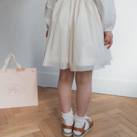 Tulle ribbon skirt / milk