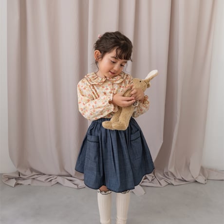 Double button blouse / autumn cream flower