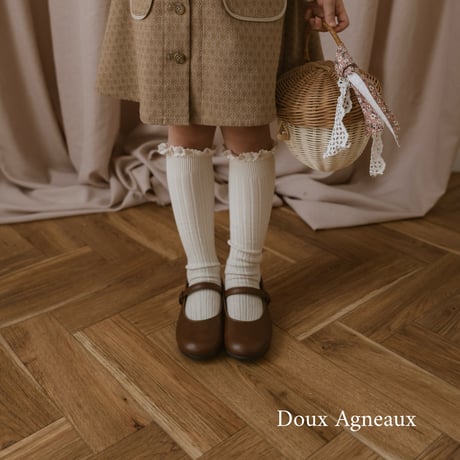 Collegien / Joséphine - Lace-Trim Ribbed Knee-high Socks