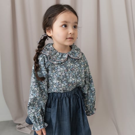 Double button blouse / winter navy flower