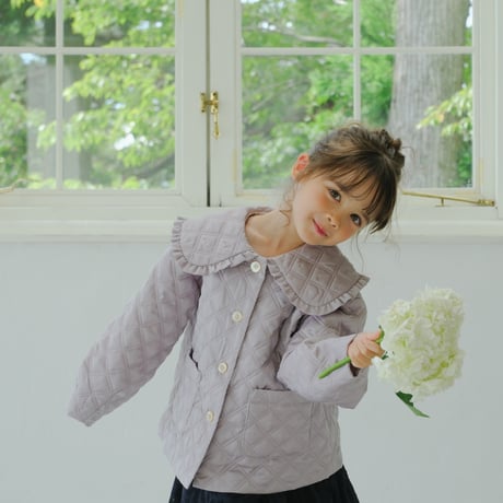 Quilting frill short coat / lilac