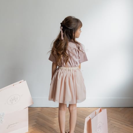 Tulle ribbon skirt / powder pink