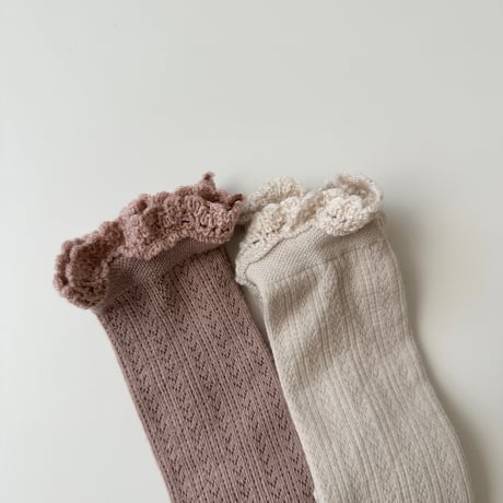 Collegien / Adeline - Pointelle Merino Wool Knee-high Socks with Merino Lace Trim