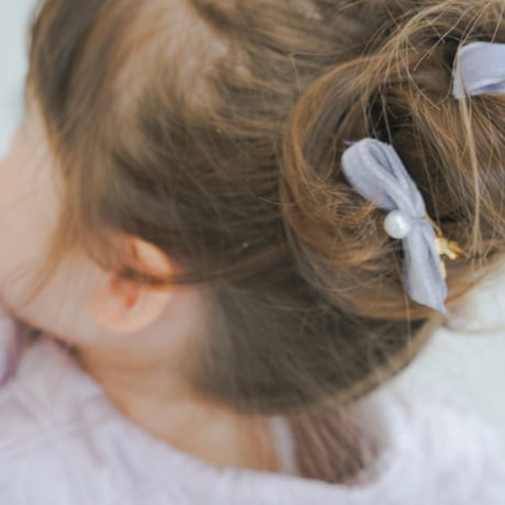 Velvet ribbon pin 2pc set - pearl