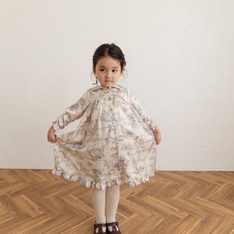 Winter sailor dress / toile de jouy - ivory
