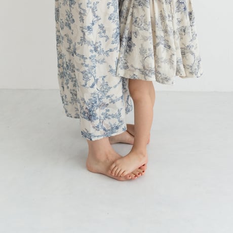 ladies Sleeve less gather dress / toile de jouy - vanilla