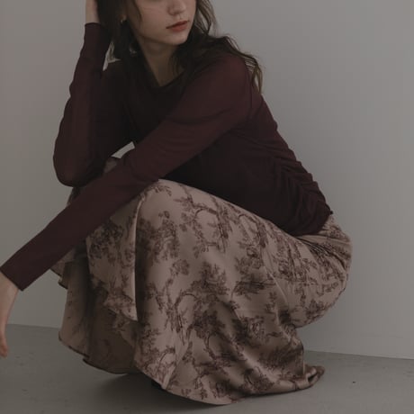 ladies Siren skirt / toile de jouy - pink brown