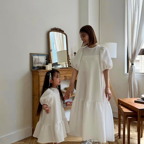 ladies Back ribbon dress / white