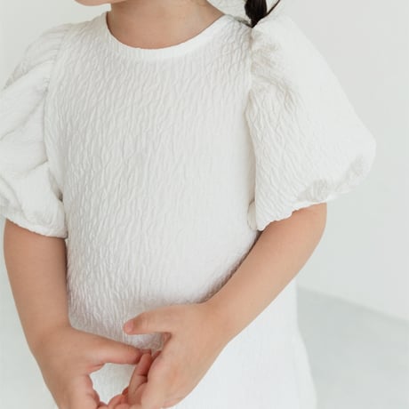 kids Back ribbon dress / white