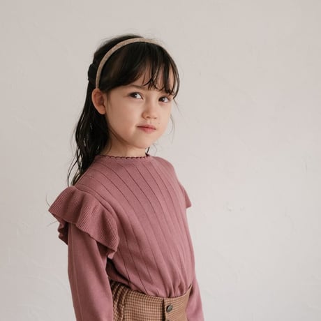 Frill knit tops / cherry