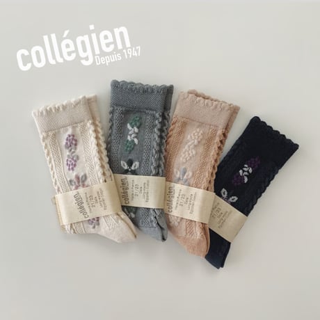 Collegien / Dalia - Jacquard Flower Knee-high Socks