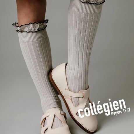Collegien / Constance - Ribbed Knee-high socks with Rick-Rack Ruffle