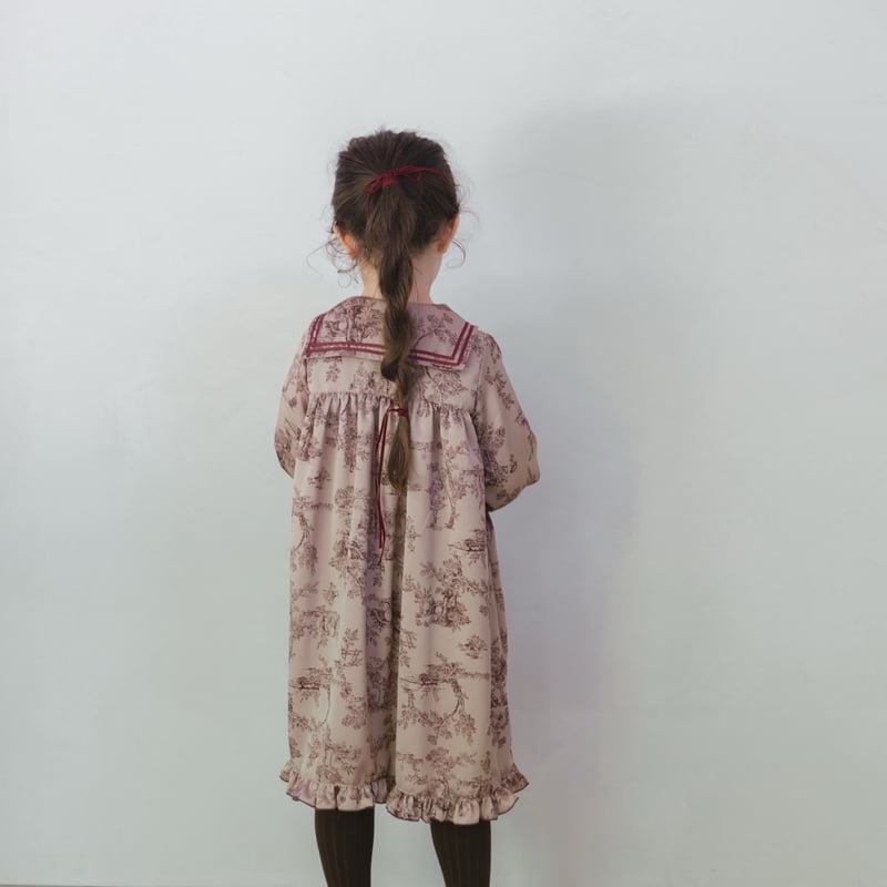 Winter sailor dress / toile de jouy - pink brow