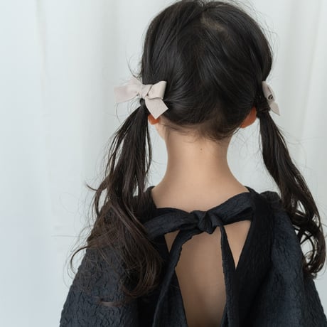 kids Back ribbon dress / black