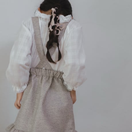 Frill suspender skirt / tweed grey