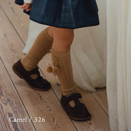 condor / Pompoms rib knee-high socks  3015-2