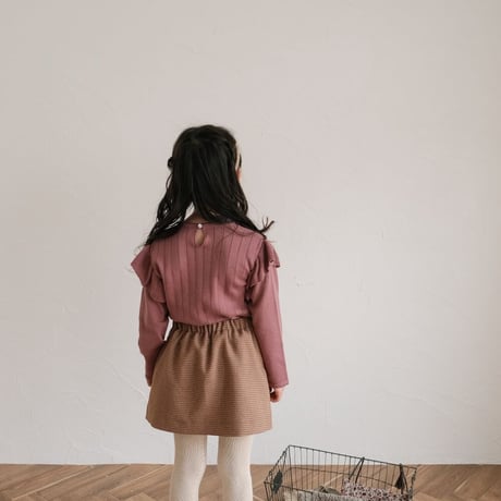 Frill knit tops / cherry