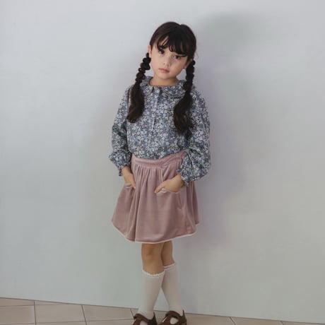 Velvet flare skirt / mauve pink