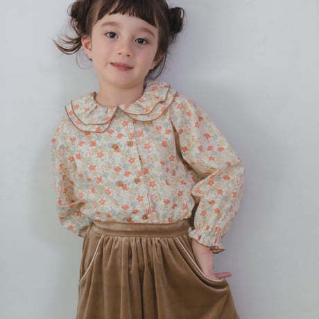 Double button blouse / autumn cream flower