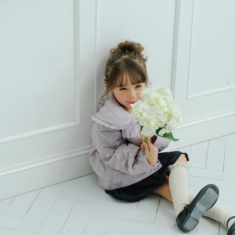 Quilting frill short coat / lilac