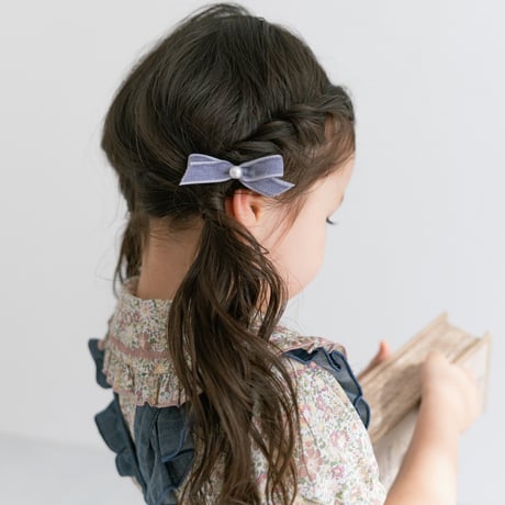 Velvet ribbon pin 2pc set - pearl