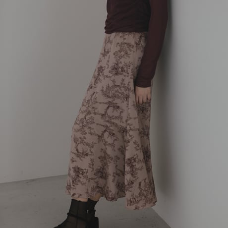 ladies Siren skirt / toile de jouy - pink brown