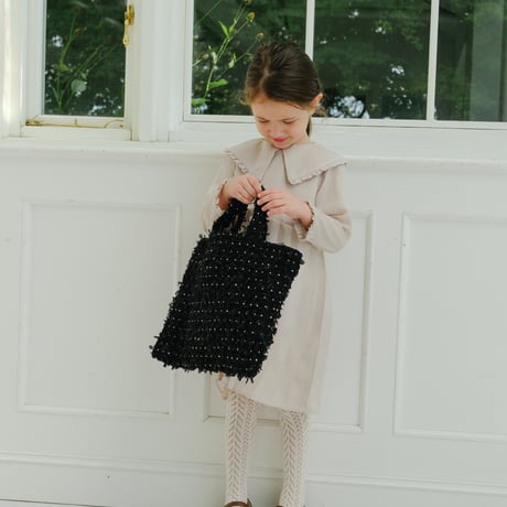 Pompom tote bag / black dot