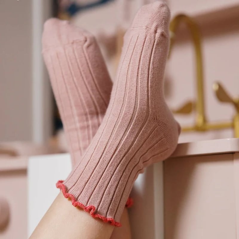 Collegien / Delphine - Lettuce Trim Ribbed Sock