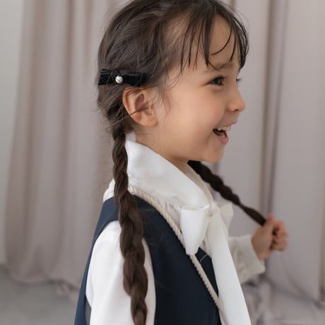 kids Bow tie blouse / white